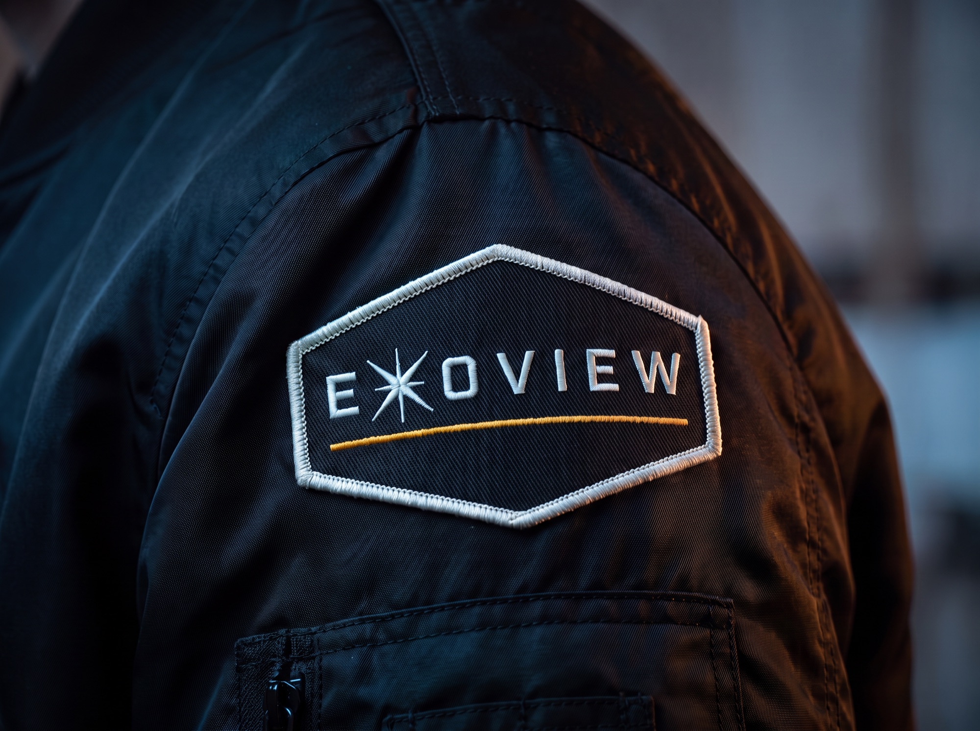 Exo-View mission patch on a flight jacket