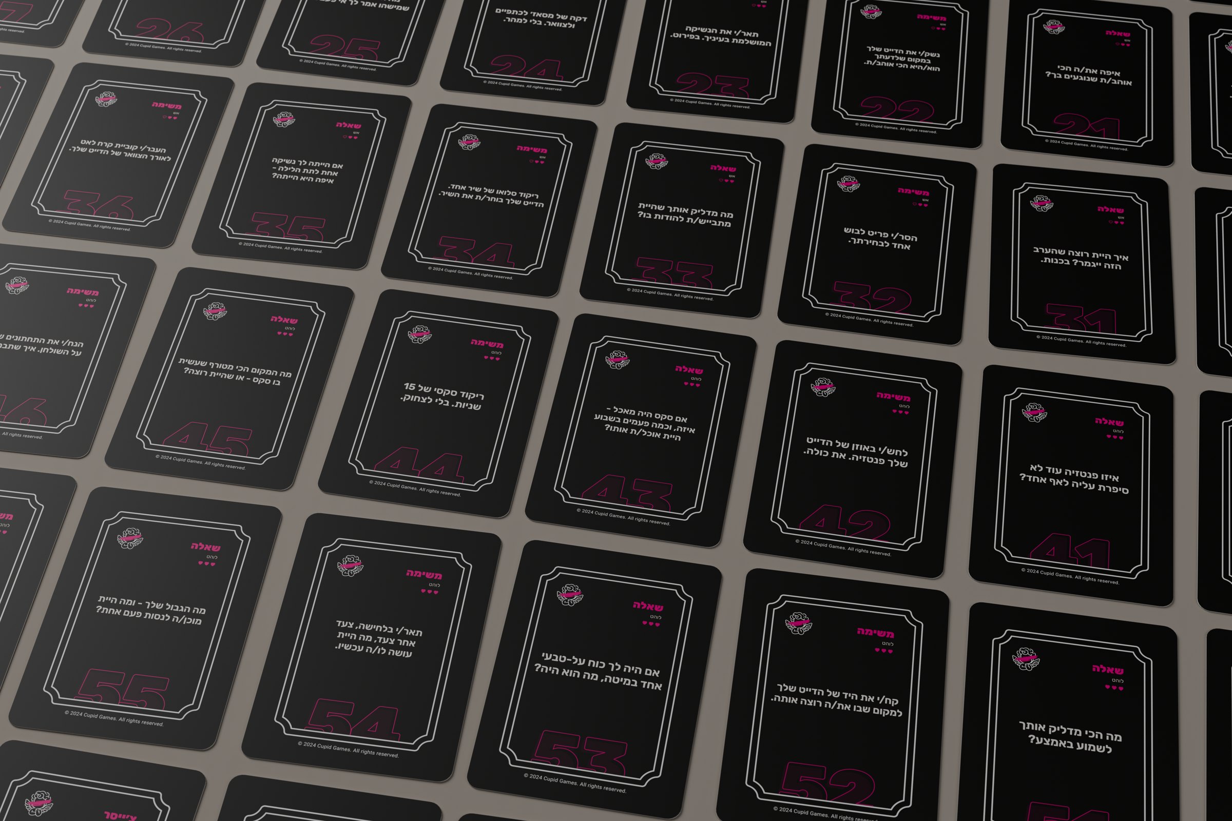 Every Cupidon card laid out on the table