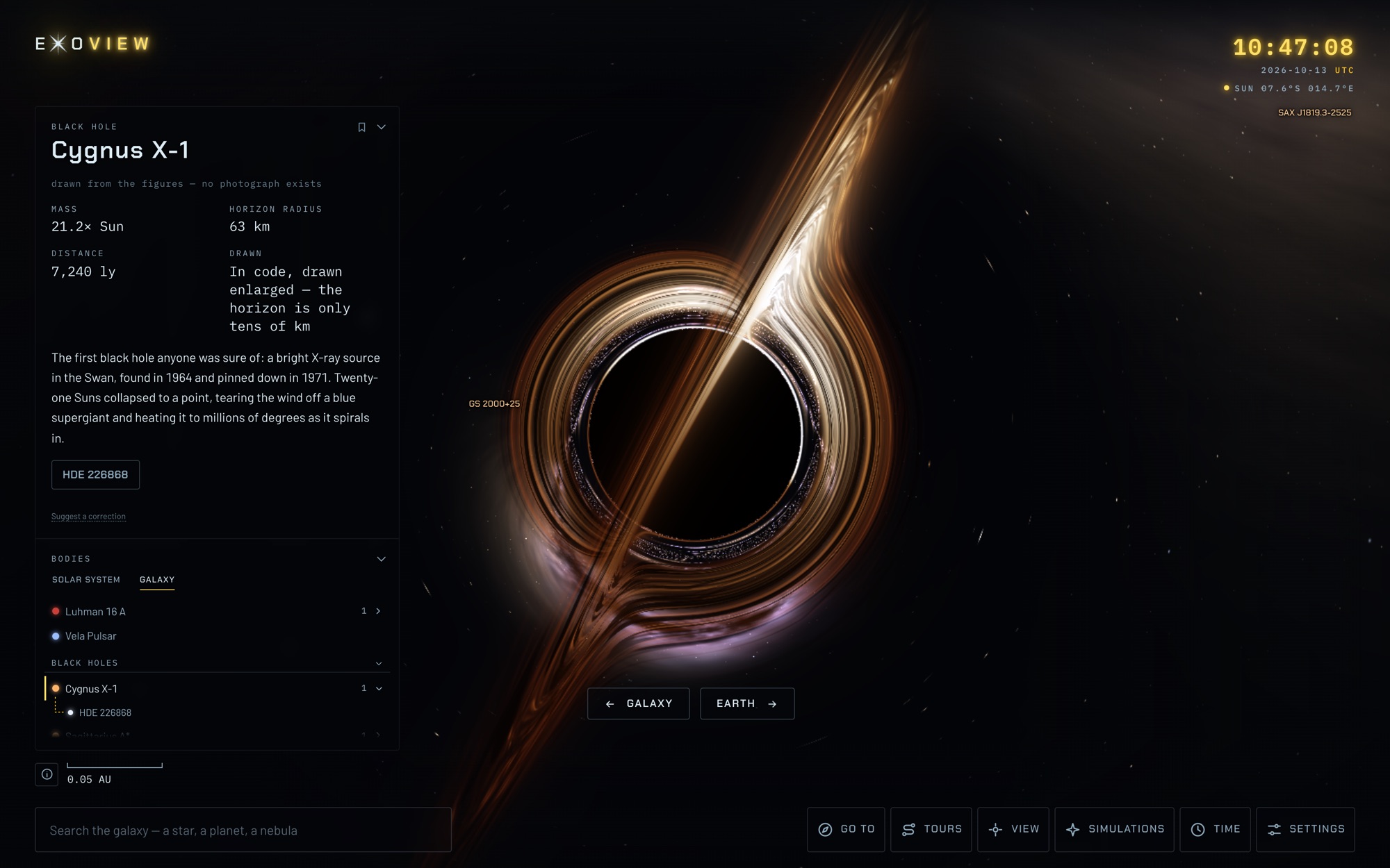 Exo-View - Cygnus X-1, ray-traced