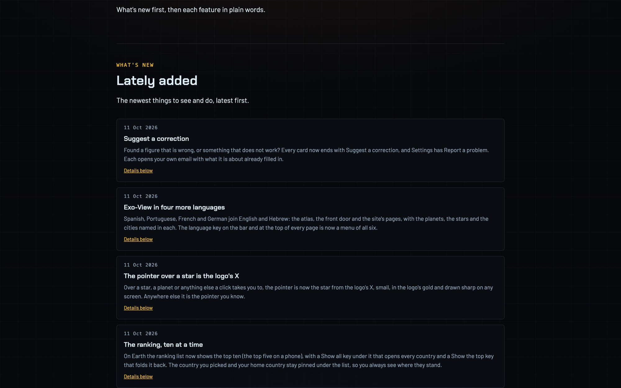 Exo-View - Lately added