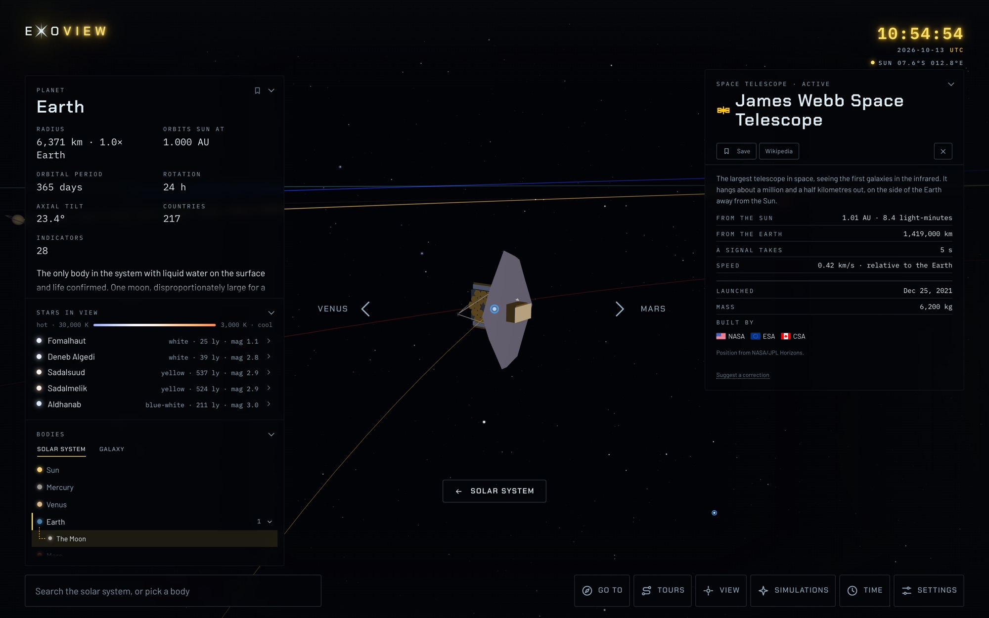 Exo-View - the James Webb Space Telescope