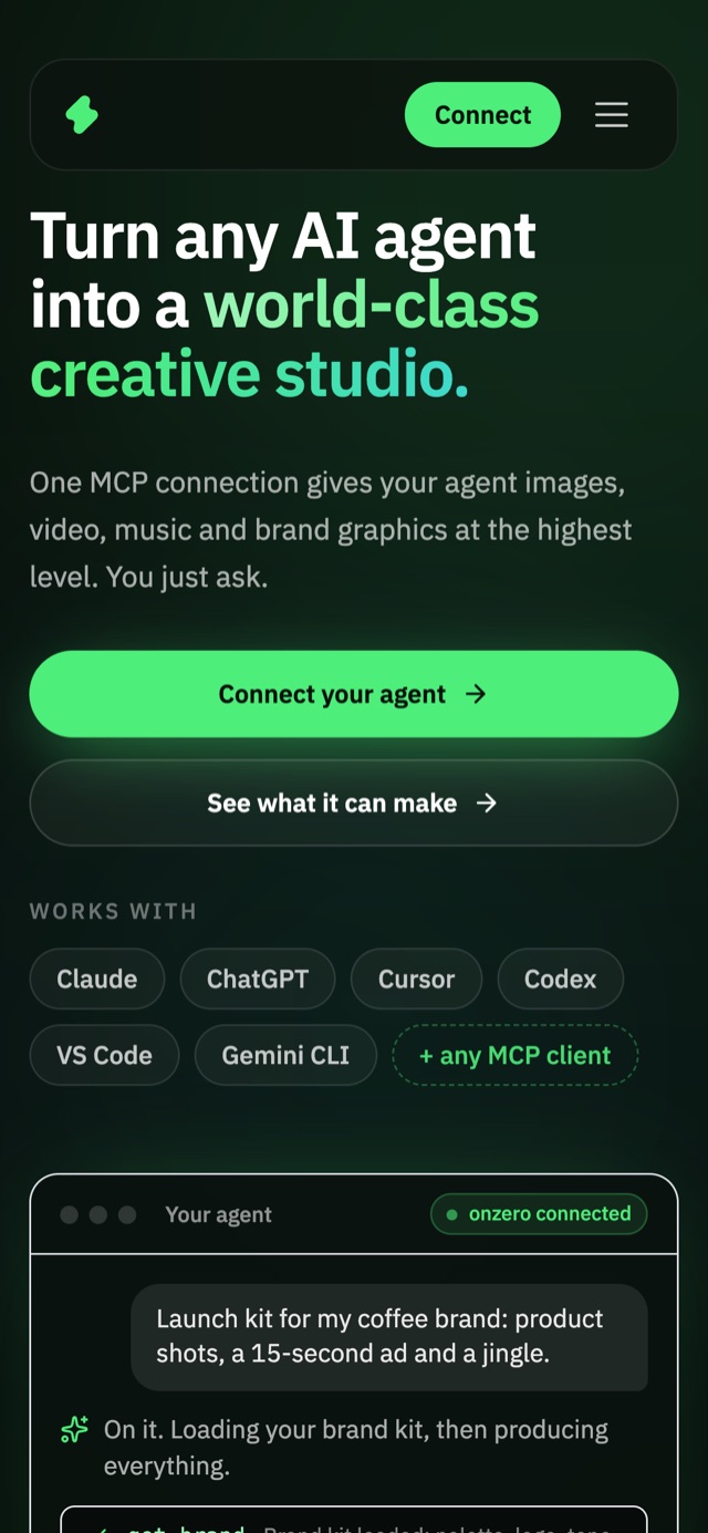 OnZero on a phone - home
